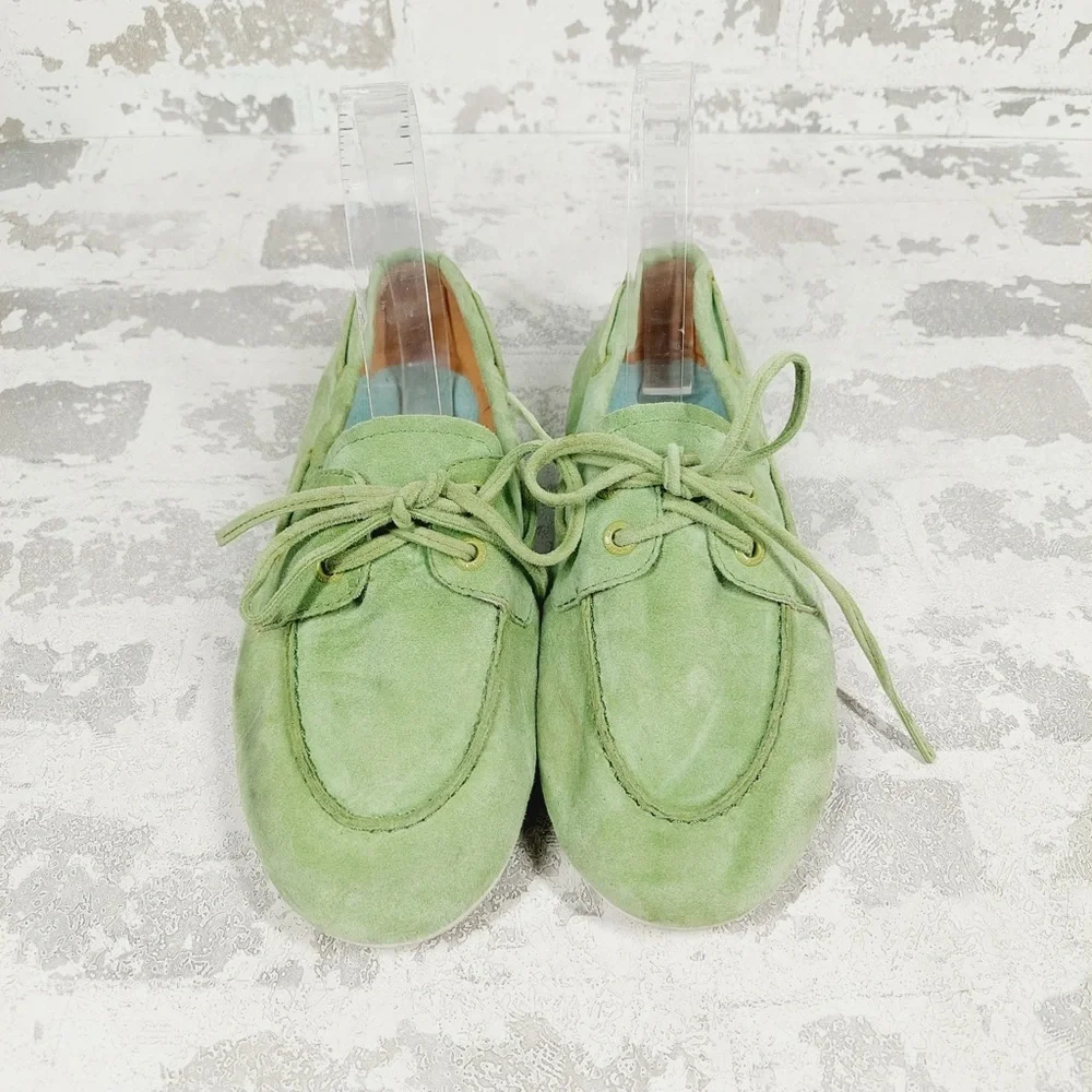 NEW Sperry Slimboat LTT Sneakers Women 5.5 Green Suede Preppy Coastal M554 - Picture 6 of 11